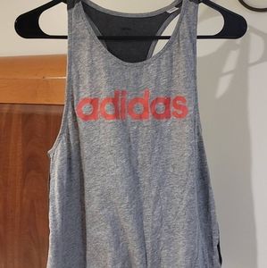 Adidas gray/pink loose logo small tank top